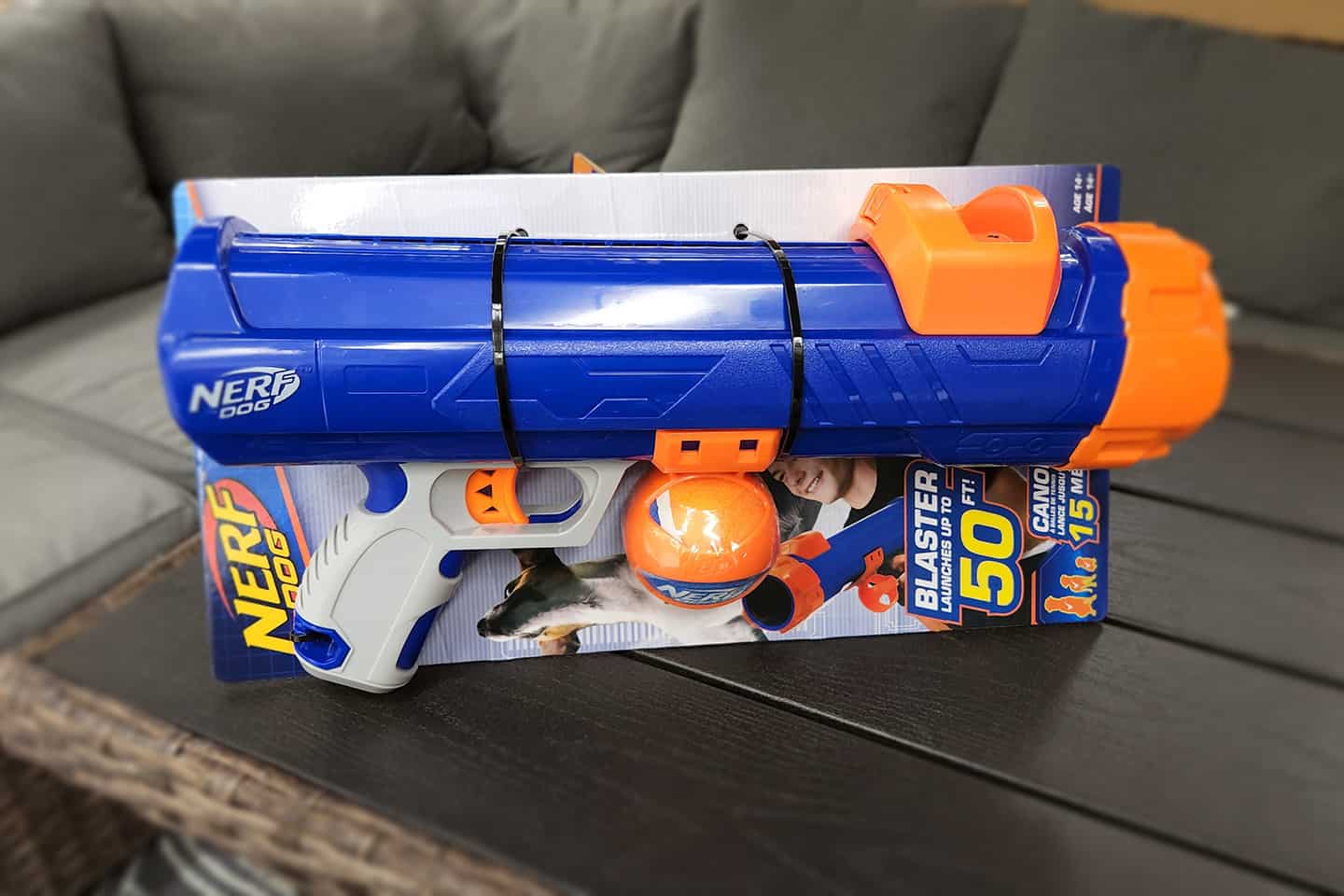 Nerf 16in Dog Tennis Ball Blaster Blue Plastic BPA-Free Interactive in the  Pet Toys department at